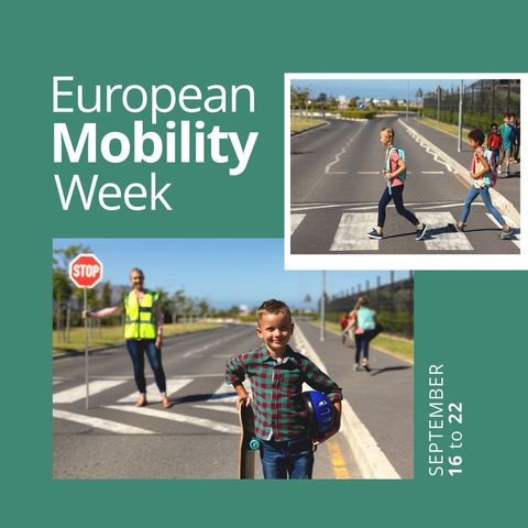 engaging european mobility week with children walking - Download Free Stock Templates Pikwizard.com