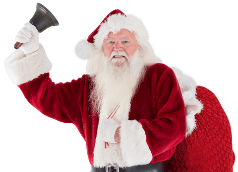 Cheerful Transparent Santa Ringing Bell Holiday Joy