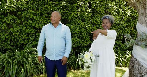 Senior Couple Joyful Garden Wedding Celebration