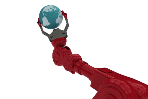 transparent robotic hand holding virtual planet earth globe - Download Free Stock Videos Pikwizard.com