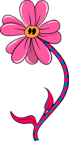 Whimsical pink flower with translucent background