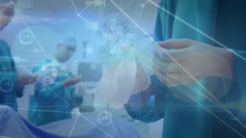 Surgeons Preparing for Surgery with Digital Health Overlay