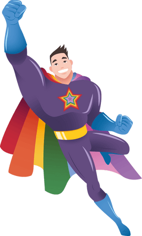 Colorful Superhero Flying on Transparent Background