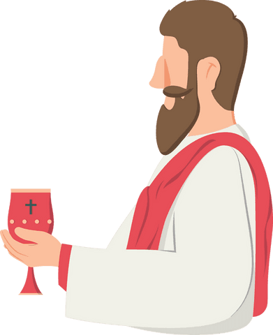 Priest holding red chalice on transparent background