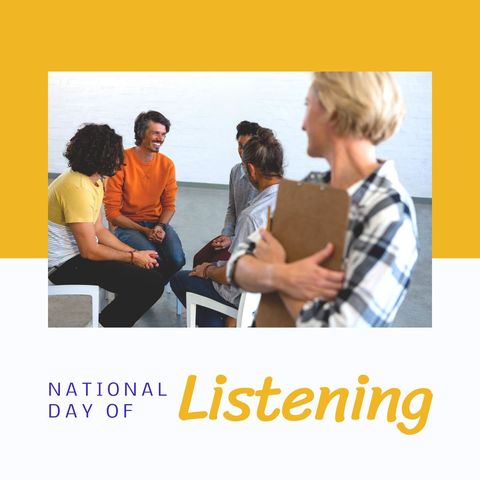 national day of listening celebration with people conversing - Download Free Stock Templates Pikwizard.com