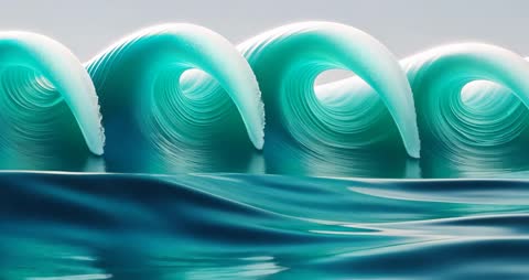 Turquoise Wave Barrels Rolling Over Ocean