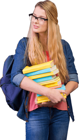 Smiling Student Holding Books, Wearing Glasses and Backpack, Transparent Background - Download Free Stock Videos Pikwizard.com