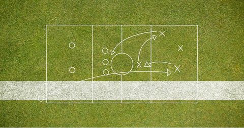Soccer Playbook Diagram on Grassy Field Showing Game Strategy - Download Free Stock Images Pikwizard.com
