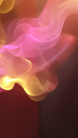 Vertical Loop Neon Smoke Flowing and Glowing in Pink and Yellow Abstract Ethereal Motion