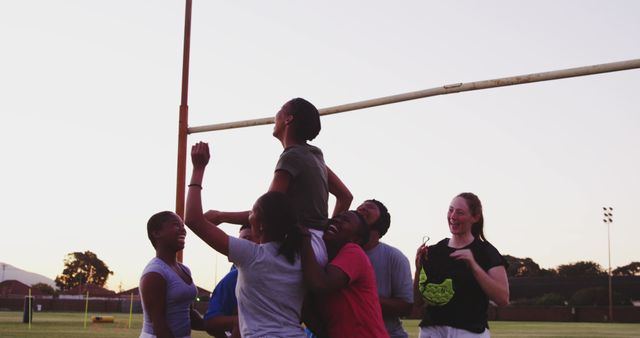 Team Celebrating Victory During Rugby Practice - Download Free Stock Images Pikwizard.com