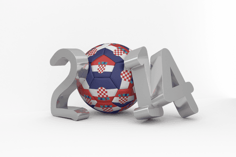 Transparent Soccer Ball Behind Stylized 2014 Number Illustration
