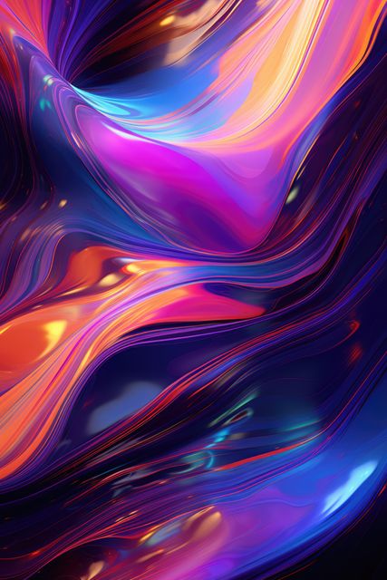 Abstract design features vibrant and fluid swirls of color, creating a dynamic and energetic visual experience. Ideal for use in modern art collections, digital backgrounds, posters, and any project requiring a bold and colorful abstract touch.