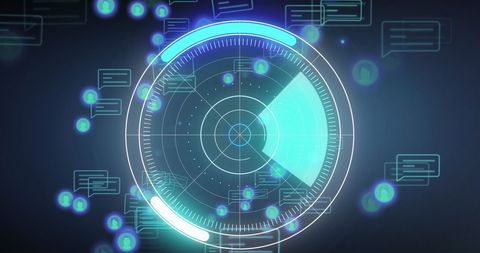 Digital Media Interface with Radar and Communication Icons - Download Free Stock Images Pikwizard.com