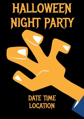 halloween night party flyer with zombie hand illustration - Download Free Stock Templates Pikwizard.com
