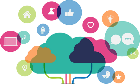 colorful digital cloud with creative technology icons on transparent background - Download Free Stock Videos Pikwizard.com