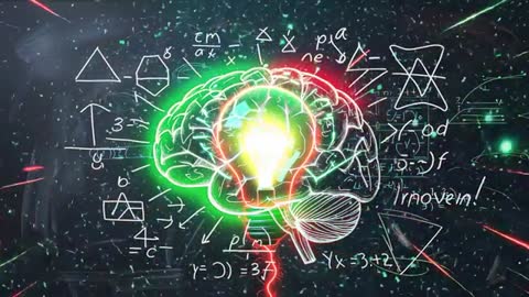 Illuminated Brain With Formulas Symbolizing Creativity and Innovation