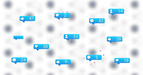 Social Media Engagement Icons Floating on White Background
