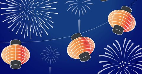 Chinese Paper Lanterns and Fireworks Celebrating New Year - Download Free Stock Images Pikwizard.com