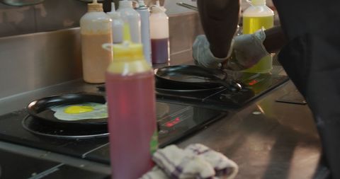 Professional Chef Creating Delicious Breakfast in Restaurant Kitchen