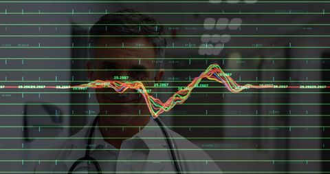 doctor analyzing data with graph overlay in dark hospital corridor - Download Free Stock Images Pikwizard.com