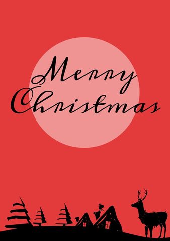 Merry Christmas Holiday Card with Silhouette Design on Red - Download Free Stock Templates Pikwizard.com
