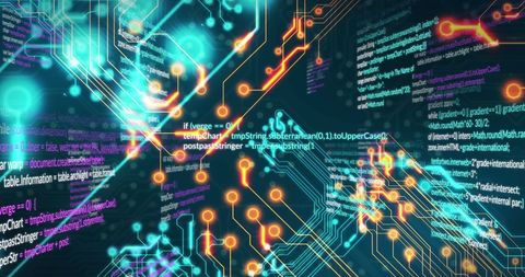 Futuristic Holographic Circuit and Programming Interface - Download Free Stock Images Pikwizard.com