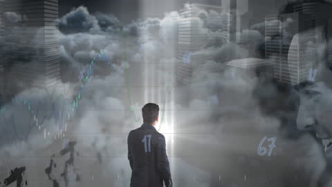 Businessman Interacting with Data Processing Interface