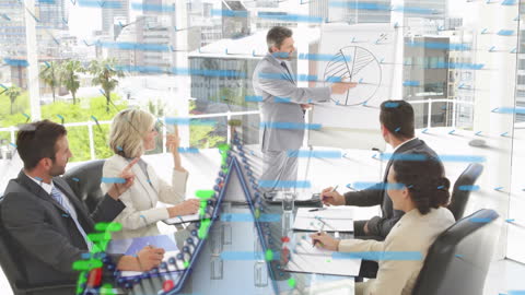 Business Presentation with Financial Data Overlay Analysis