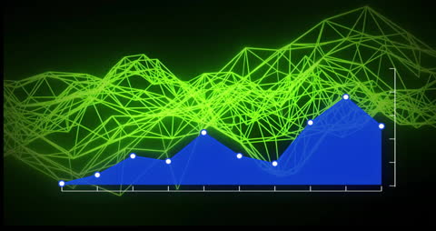 Animated Network with Data Visualization over Dark Background