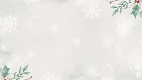 Glowing Watercolor Winter Background with Drifting Snowflakes and Holly Berries Looping
