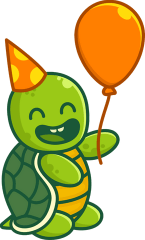 transparent background happy turtle partying with orange balloon - Download Free Stock Videos Pikwizard.com