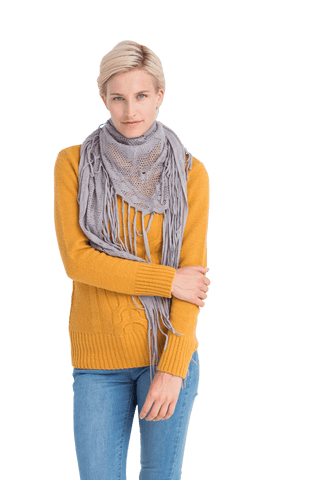 transparent woman wearing yellow sweater and gray scarf - Download Free Stock Videos Pikwizard.com