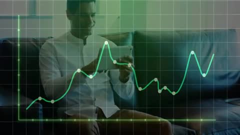 Professional Using Tablet with Tech Graph Overlay