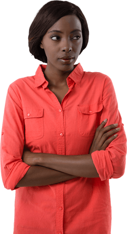 thoughtful woman in coral shirt looking away transparent - Download Free Stock Videos Pikwizard.com