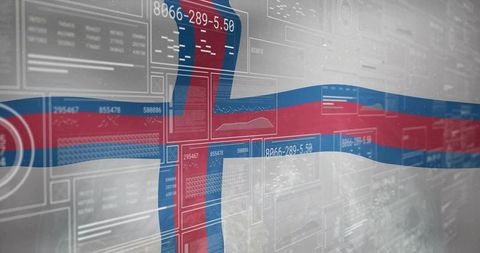 Faroe Islands Flag Overlaying Futuristic Digital Interface