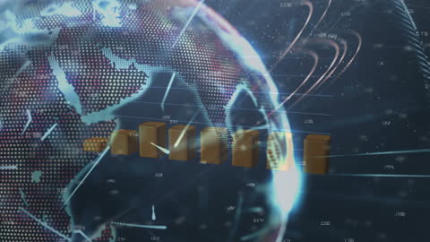 Global Data Processing and Digital Connectivity Animation