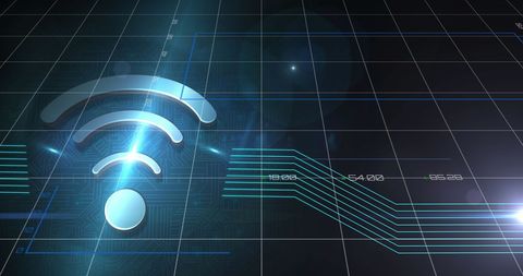 futuristic wifi icon on digitally generated interface - Download Free Stock Images Pikwizard.com