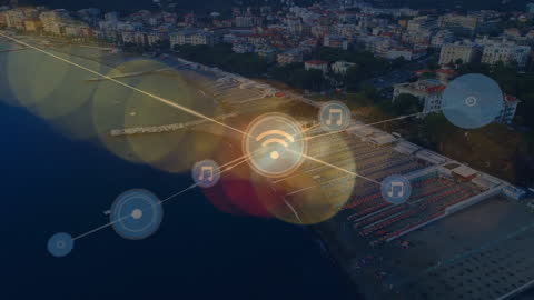Digital Network Concept with City Aerial View