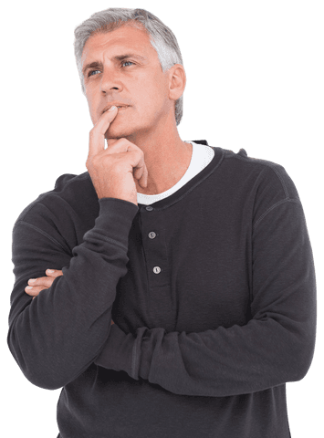 Mature Man Pondering Decision with Thoughtful Expression