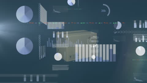 Abstract Animation of Digital Data Processing Over Dark Background