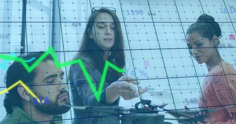 Team Analyzing Drone Data with Futuristic Interface