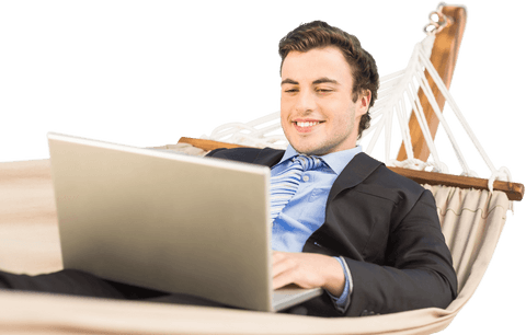 smiling businessman using laptop in hammock transparent background - Download Free Stock Videos Pikwizard.com