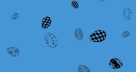 Decorative Easter Eggs Pattern on Blue Background