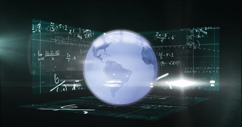 Digital Globe with Mathematics Formulas and Data Projections - Download Free Stock Images Pikwizard.com