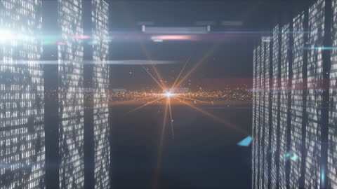 Futuristic Digital Cityscape with Light Dynamics