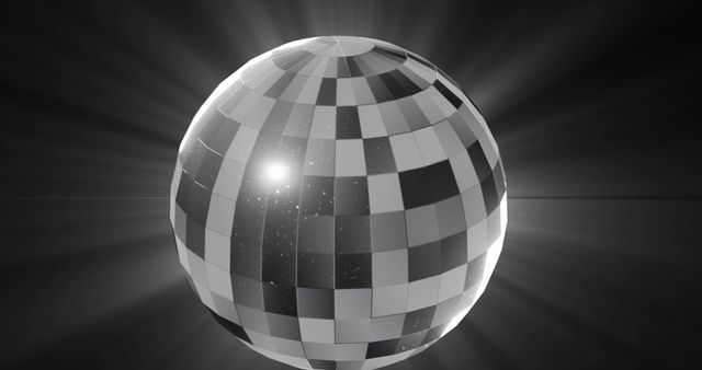 Monochrome Mirrorball Glowing Against Dark Background - Download Free Stock Images Pikwizard.com