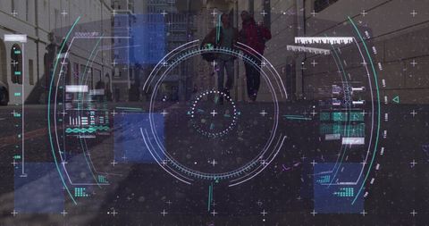 High-Tech Scanning Interface Over City Streetwalkers - Download Free Stock Images Pikwizard.com