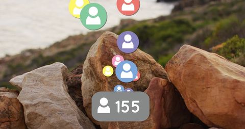 Digital Social Media Icon Over Natural Landscape