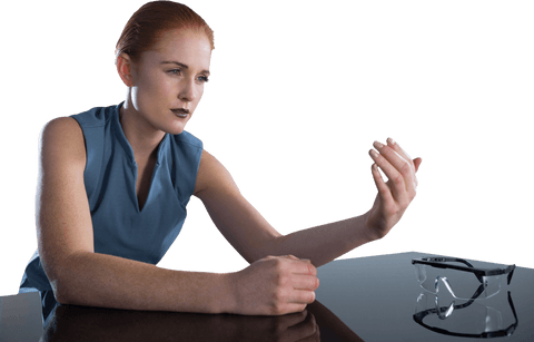 businesswoman holding transparent product with futuristic glasses - Download Free Stock Videos Pikwizard.com
