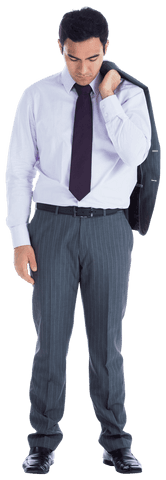 Transparent Sad Businessman Looking Down Thoughtfully